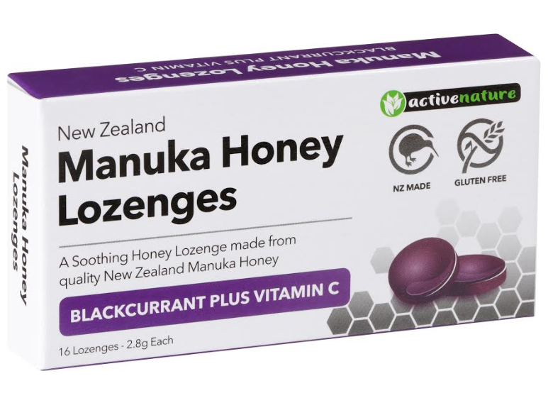 Active Nature Manuka Honey Lozenges Blackcurrant +Vit C 16s